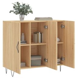 Berkfield Home Sideboard Sonoma Oak 90x34x80 cm Engineered Wood in Brown - Size: 90 x 34 x 80 cm - thumbnail 4