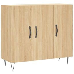 Berkfield Home Sideboard Sonoma Oak 90x34x80 cm Engineered Wood in Brown - Size: 90 x 34 x 80 cm - thumbnail 2