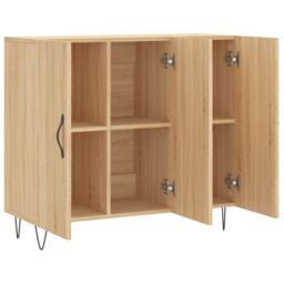Berkfield Home Sideboard Sonoma Oak 90x34x80 cm Engineered Wood in Brown - Size: 90 x 34 x 80 cm - thumbnail 5