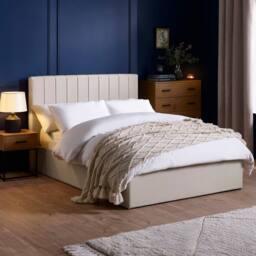 Cheshire Hazel Oatmeal Upholstered Ottoman Storage Bed Frame - King (150cm) in Beige - thumbnail 3