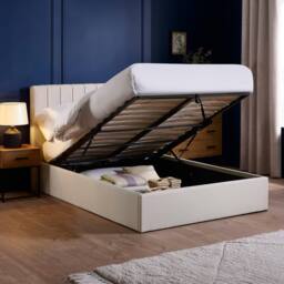 Cheshire Hazel Oatmeal Upholstered Ottoman Storage Bed Frame - King (150cm) in Beige - thumbnail 4