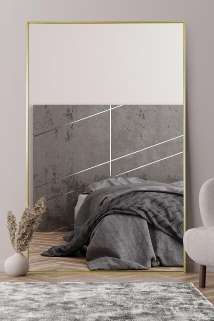 "MirrorOutlet Gold Aluminium Edged Wall Leaner Mirror 68"" X 43"" (174 X 110CM) - Size: 1 Pack" - image 1