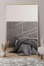 "MirrorOutlet Gold Aluminium Edged Wall Leaner Mirror 68"" X 43"" (174 X 110CM) - Size: 1 Pack" - thumbnail 1