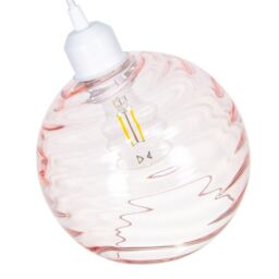 Happy Homewares Modern Designer Circular Ribbed Glass Non Electric Pendant Lamp Shade in Pink - thumbnail 3