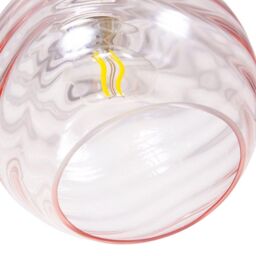 Happy Homewares Modern Designer Circular Ribbed Glass Non Electric Pendant Lamp Shade in Pink - thumbnail 4
