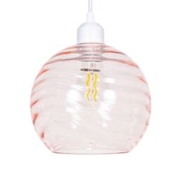 Happy Homewares Modern Designer Circular Ribbed Glass Non Electric Pendant Lamp Shade in Pink - thumbnail 1