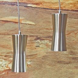 Loops Modern Hanging Ceiling Pendant Light Brushed Steel Kitchen Lamp Bulb Fittings in Metallics - thumbnail 2