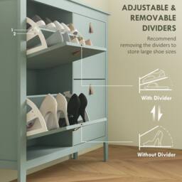 Wyld Haus Margarita Mint Green 4 Drawer Shoe Cabinet with Faux Leather Handles - thumbnail 6