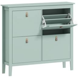 Wyld Haus Margarita Mint Green 4 Drawer Shoe Cabinet with Faux Leather Handles - thumbnail 2
