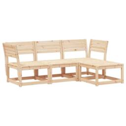 Berkfield Home 4 Piece Garden Lounge Set Solid Wood Pine in Brown - thumbnail 2