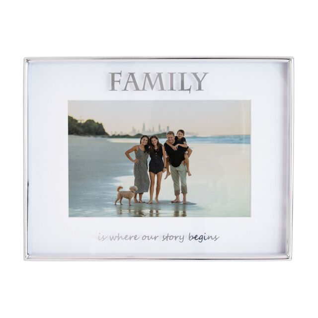 Happy Homewares Silver Family 4x6 Picture Frame - Wall or Table Use - image 1