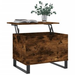 Berkfield Home Coffee Table Smoked Oak 60x44.5x45 cm Engineered Wood in Brown - thumbnail 3