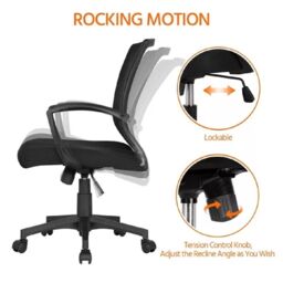 EONLION Black Mesh Office Chair, Swivel Task Chair with Lumbar Support - thumbnail 3