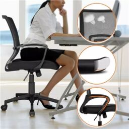 EONLION Black Mesh Office Chair, Swivel Task Chair with Lumbar Support - thumbnail 4