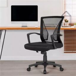 EONLION Black Mesh Office Chair, Swivel Task Chair with Lumbar Support - thumbnail 2