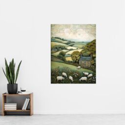 "Artery8 Sleepy England By Celia Hapton Quirky Lake District Scene Rolling Hills Grazing Sheep Extra Large XL Wall Art Poster Print - Size: W24"" x H32""" - thumbnail 4