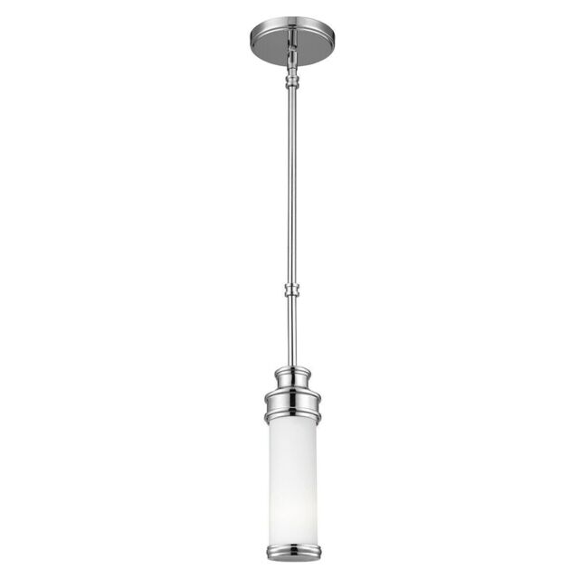 Loops IP44 Ceiling Light Mini Pendant Opaque Glass Tube Polished Chrome LED G9 3.5W in Clear
