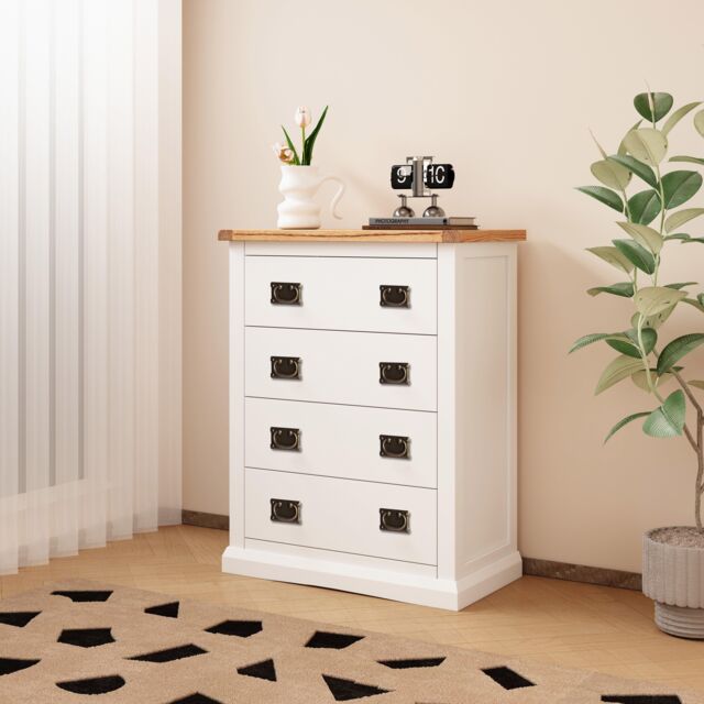 Cabinet Bits Cosenza 4 Drawer Chest of Drawers Bras Drop Handle in Off-White - image 1