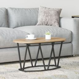 Berkfield Home Coffee Table Artisan Oak 80x40x40.5 cm Made of Engineered Wood & Metal in Brown - thumbnail 1