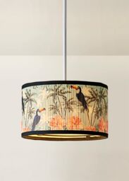 ValueLights Daintree Bamboo Pastel Jungle Drum Easy Fit Ceiling Light Lamp Shade in Natural - Size: Small - thumbnail 2