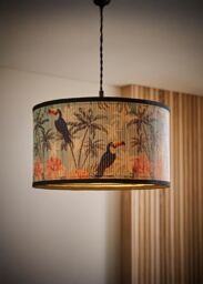 ValueLights Daintree Bamboo Pastel Jungle Drum Easy Fit Ceiling Light Lamp Shade in Natural - Size: Small