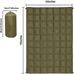Obasyhig Outdoor Portable Down Blanket in Green - Size: Single - thumbnail 3