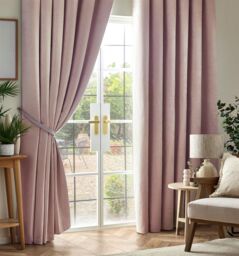 Luxury Living Chenille Blackout Pencil Pleat Top Curtains in Pink - Size: 117 cm x 96.5 cm - thumbnail 1