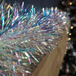 Samuel Alexander 200cm x 12cm Fine Cut Iridescent White Tinsel Garland Christmas Tree Decoration in Silver - Size: 200 cm x 12 cm - thumbnail 2