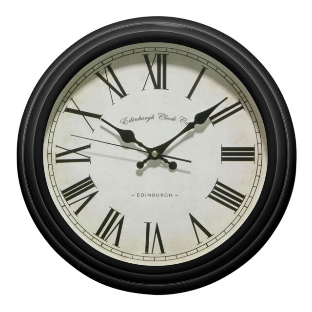 Orsina Black Lined Rim Wall Clock, Antique Style Silent Wall Clock, Classic Clock With Retro Minute & Hour Hands - image 1