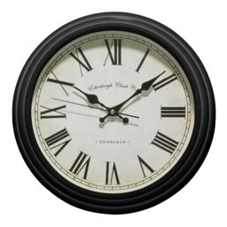 Orsina Black Lined Rim Wall Clock, Antique Style Silent Wall Clock, Classic Clock With Retro Minute & Hour Hands - thumbnail 1