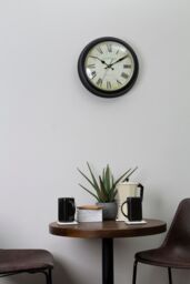 Orsina Black Lined Rim Wall Clock, Antique Style Silent Wall Clock, Classic Clock With Retro Minute & Hour Hands - thumbnail 2
