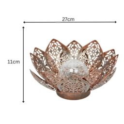 Marco Paul 27cm Bronze Metal Flower Garden Solar Ornament with Crackle Glass Ball - thumbnail 4
