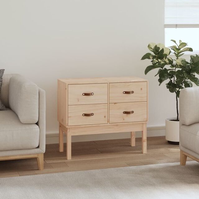 Berkfield Home Console Cabinet 90x40x78 cm Solid Wood Pine in Brown - Size: 90 x 40 x 78 cm - image 1