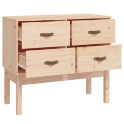 Berkfield Home Console Cabinet 90x40x78 cm Solid Wood Pine in Brown - Size: 90 x 40 x 78 cm - thumbnail 4