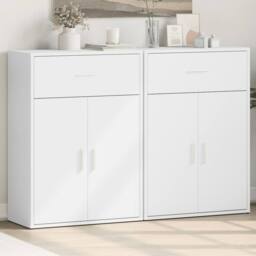 Berkfield Home Sideboards 2 pcs White 60x30x84 cm Engineered Wood - Size: 60 x 30 x 84 cm - thumbnail 2