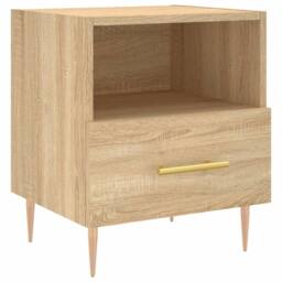 Berkfield Home Bedside Cabinet Sonoma Oak 40x35x47.5 cm Engineered Wood in Brown - thumbnail 1
