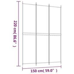 Berkfield Home 3-Panel Room Divider White 150x220 cm Fabric - thumbnail 8