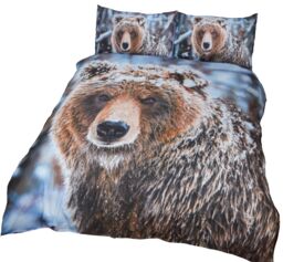 Rapport Home Big Bear Polycotton Duvet Cover Set With Pillowcase in Brown - Size: Double - thumbnail 2