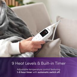 Emperial Electric Heated Throw Blanket in Grey - Size: 130 cm x160 cm - thumbnail 2