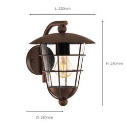 Eglo Pulfero 1 Plastic Outdoor Wall Light in Dark Brown - thumbnail 3