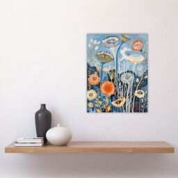 "Artery8 Blue Wildflower Sea Garden Painting Modern Floral Wall Art Print - Size: W12"" x H16""" - thumbnail 4