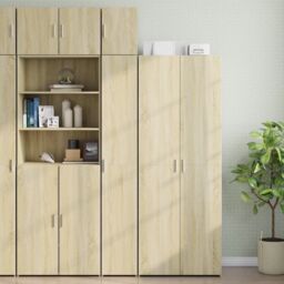 Berkfield Home Slim Storage Cabinet Sonoma Oak 30x42.5x225 cm Engineered Wood in Brown - thumbnail 1
