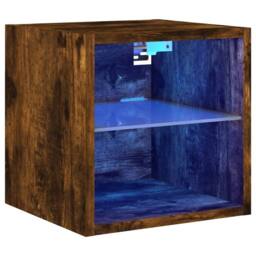 Berkfield Home TV Wall Cabinet with LED Lights Smoked Oak 30x28.5x30 cm in Brown - thumbnail 3