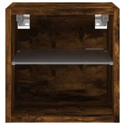 Berkfield Home TV Wall Cabinet with LED Lights Smoked Oak 30x28.5x30 cm in Brown - thumbnail 8