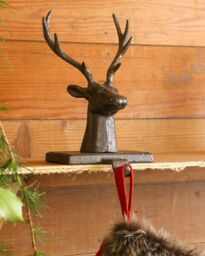 Dibor Set of 2 Cast Iron Black Decorative Christmas Stocking Holders in Brown - Size: 2 Pack - thumbnail 4