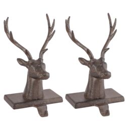 Dibor Set of 2 Cast Iron Black Decorative Christmas Stocking Holders in Brown - Size: 2 Pack - thumbnail 2