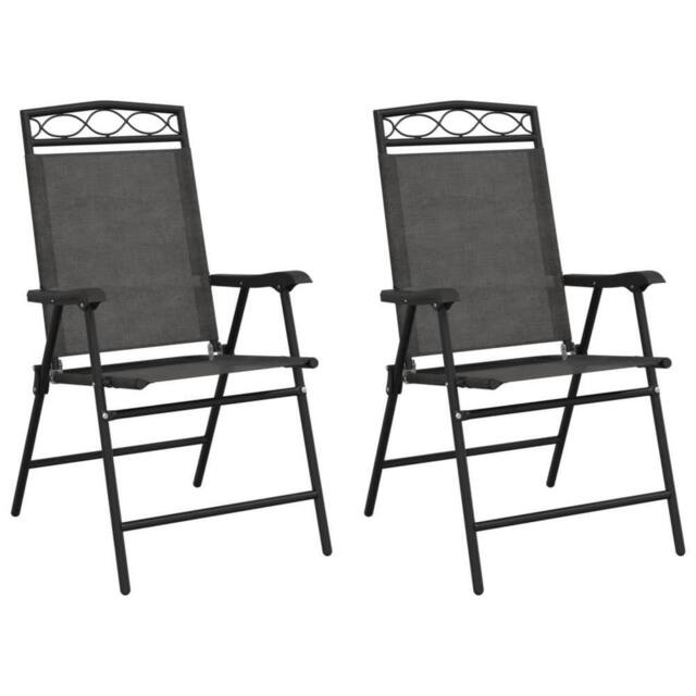 Berkfield Home Folding Garden Chairs 2 pcs Melange Grey Steel & Textilene - image 1