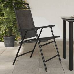 Berkfield Home Folding Garden Chairs 2 pcs Melange Grey Steel & Textilene - thumbnail 2