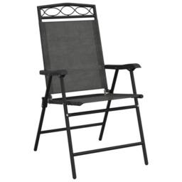 Berkfield Home Folding Garden Chairs 2 pcs Melange Grey Steel & Textilene - thumbnail 4