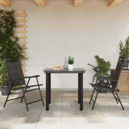 Berkfield Home Folding Garden Chairs 2 pcs Melange Grey Steel & Textilene - thumbnail 3